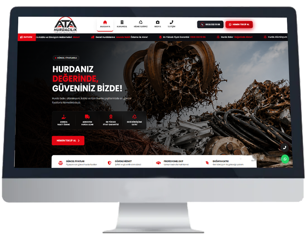 ATA Hurdacılık İçin Modern ve Mobil Uyumlu Kurumsal Web Tasarımı